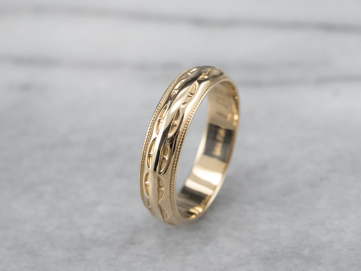 Arch Stamped Gold Band