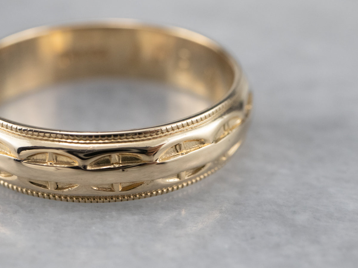 Arch Stamped Gold Band