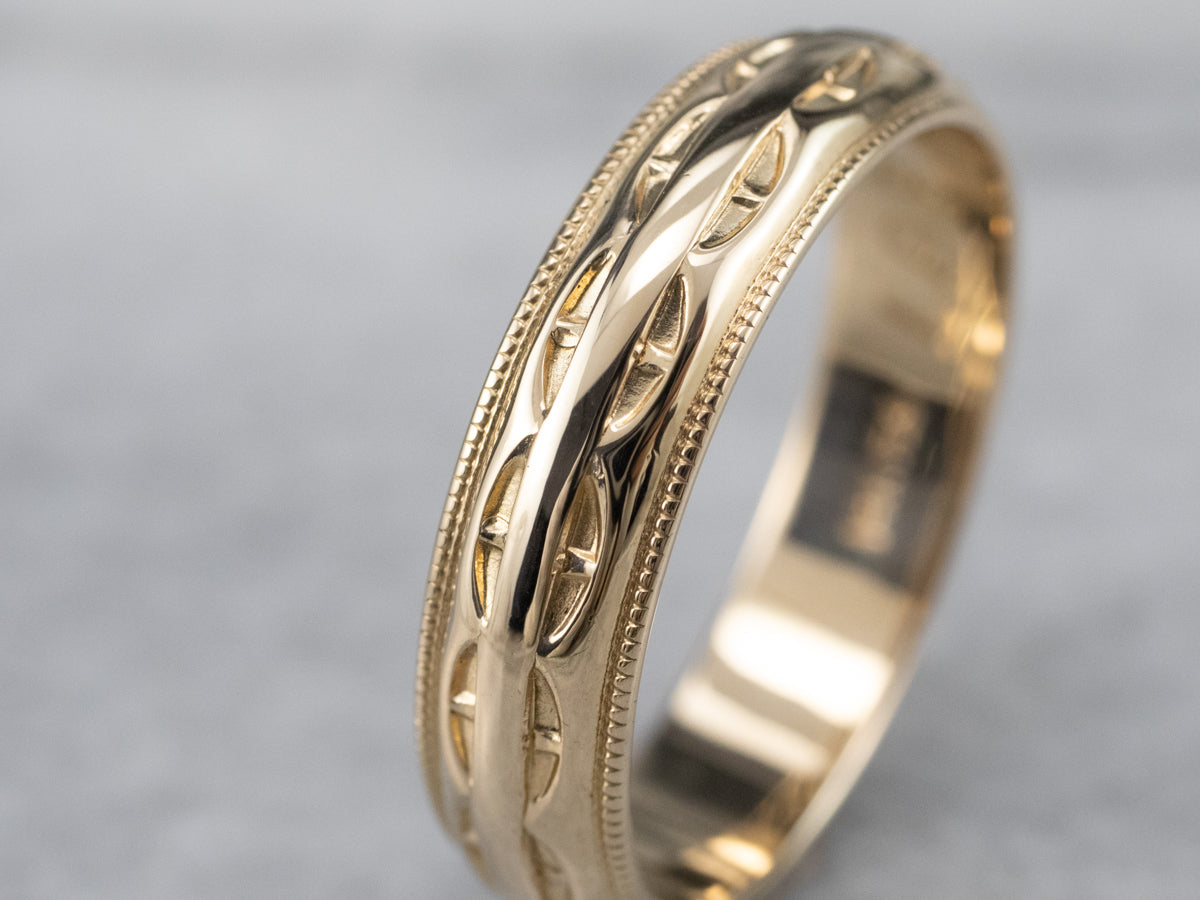 Arch Stamped Gold Band