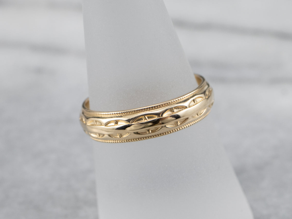 Arch Stamped Gold Band