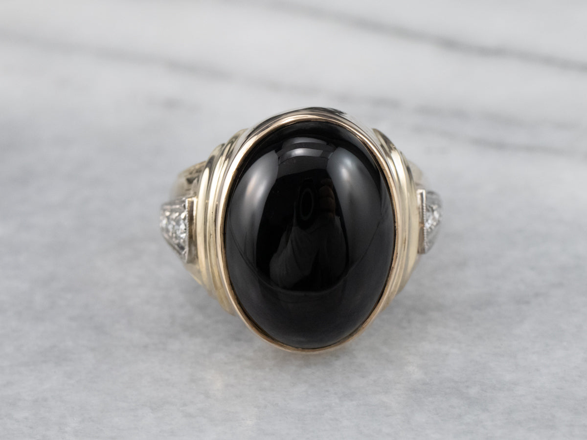 This bold vintage men‚Äôs onyx ring is an iconic classic! This...