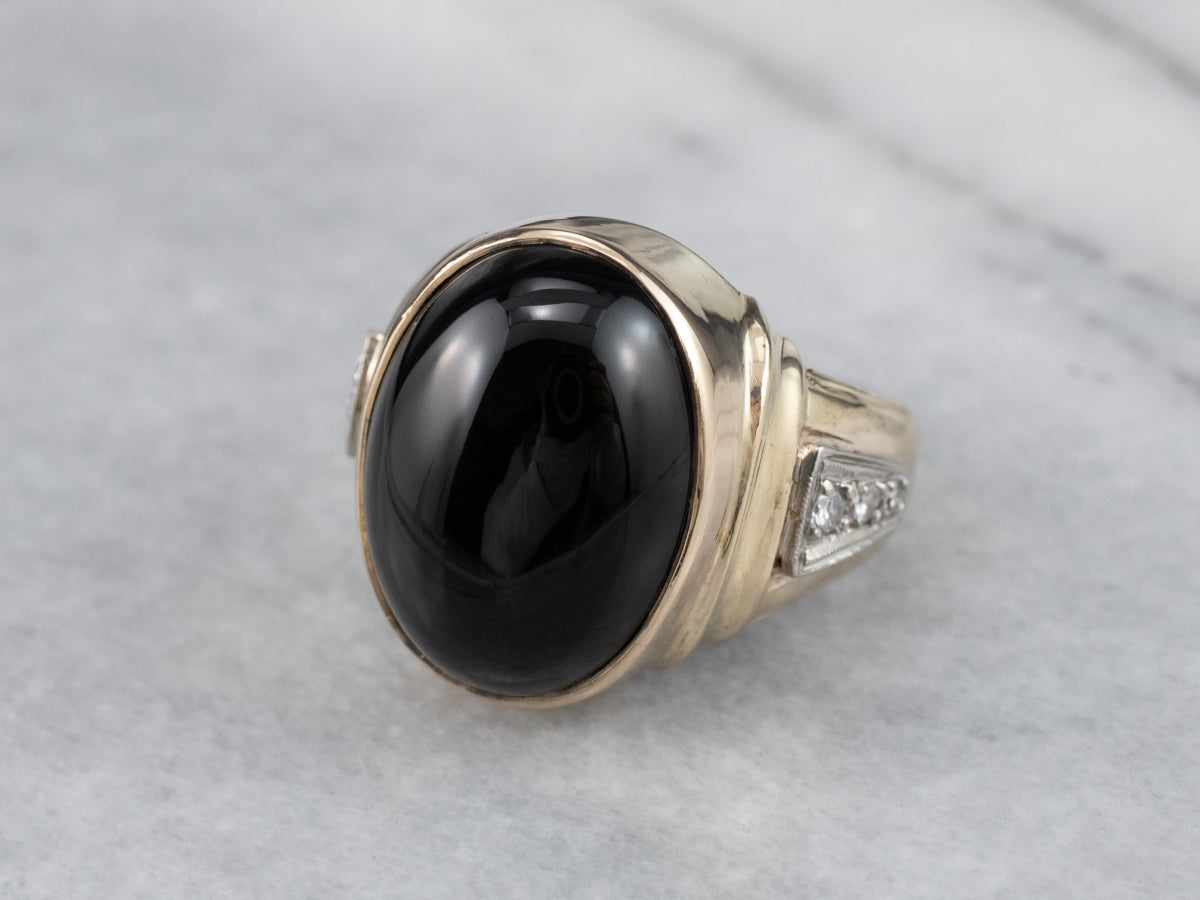This bold vintage men‚Äôs onyx ring is an iconic classic! This...