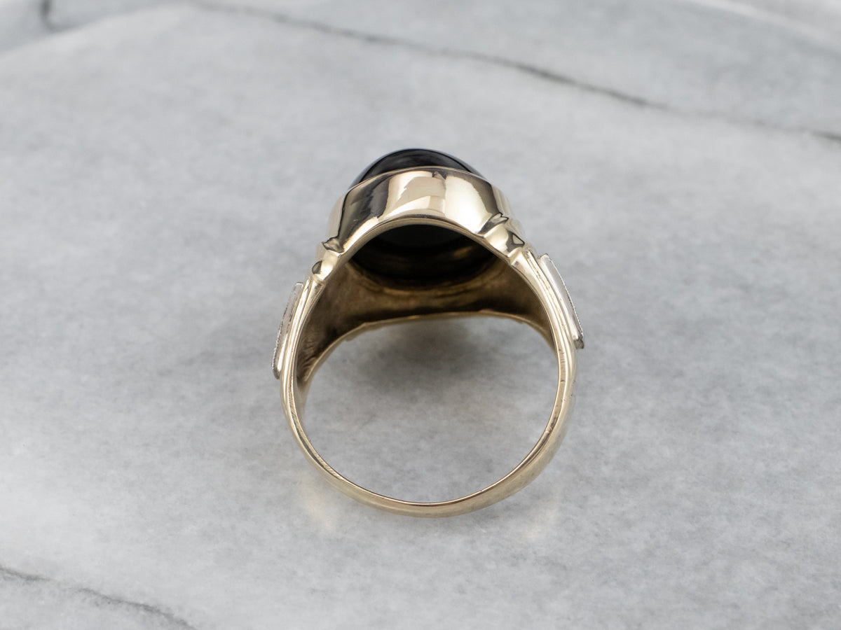This bold vintage men‚Äôs onyx ring is an iconic classic! This...