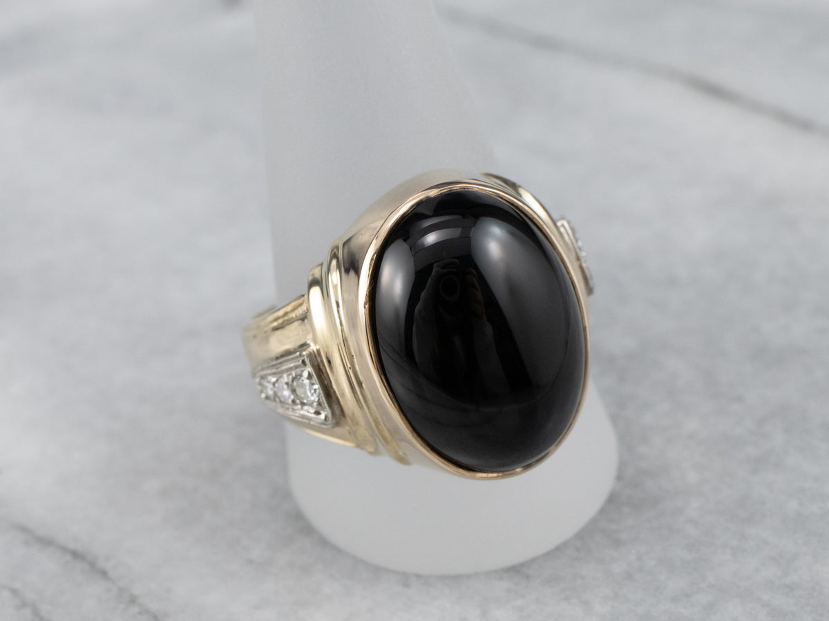 This bold vintage men‚Äôs onyx ring is an iconic classic! This...