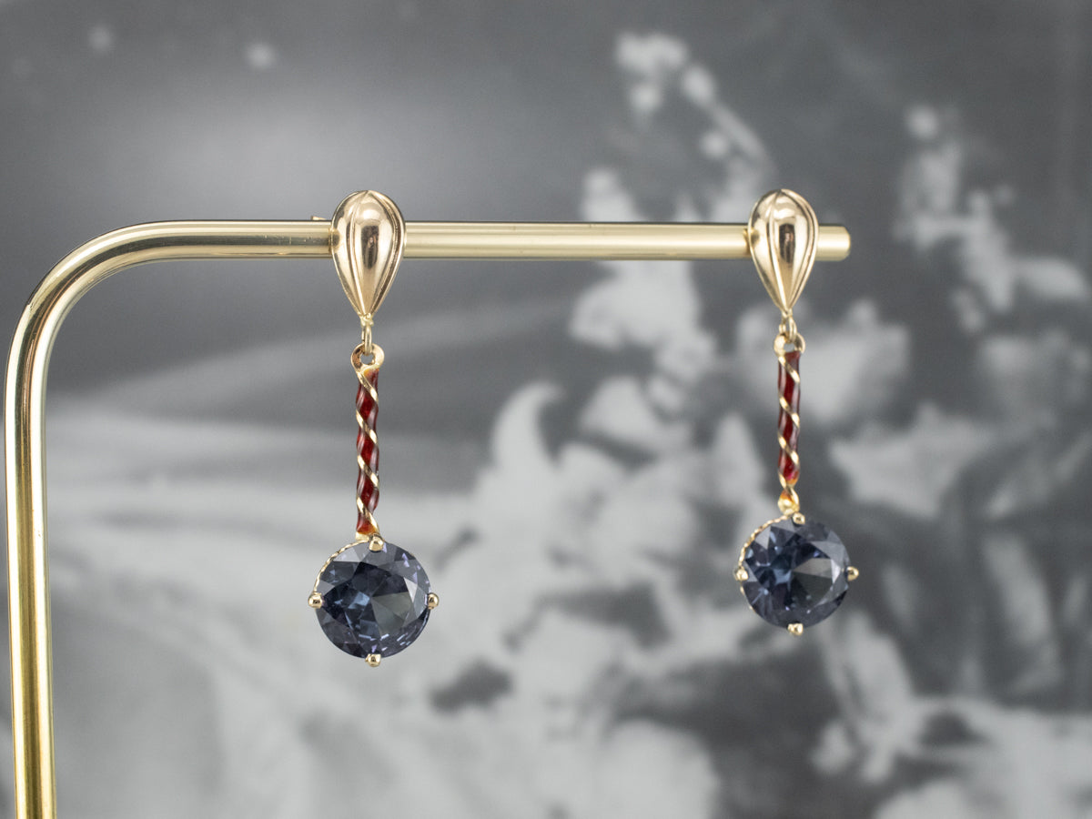 Synthetic Alexandrite Enamel Drop Earrings