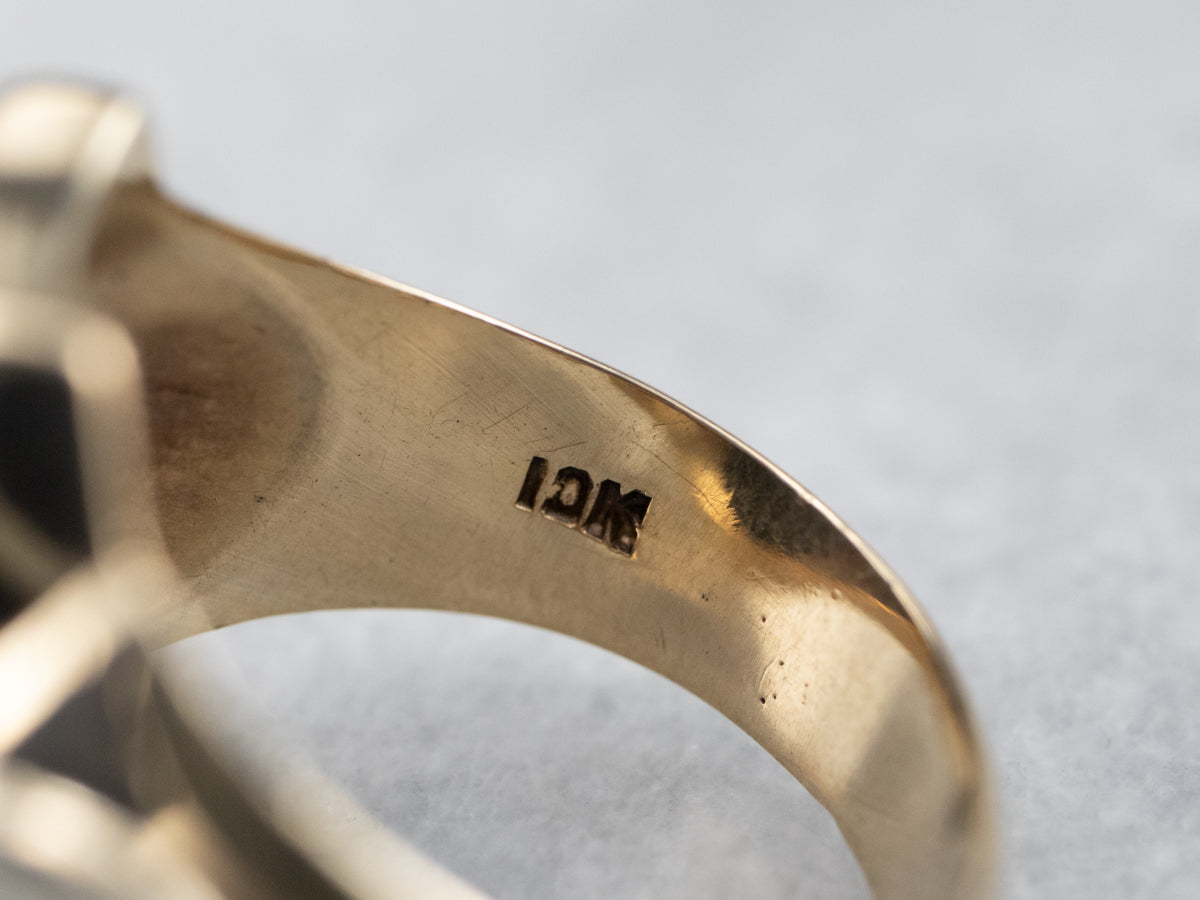 Black Onyx Gold "Horseshoe" Ring