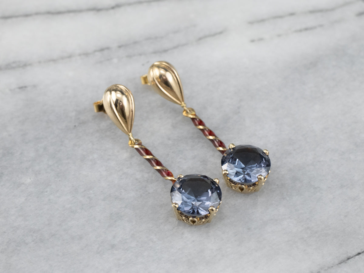 Synthetic Alexandrite Enamel Drop Earrings