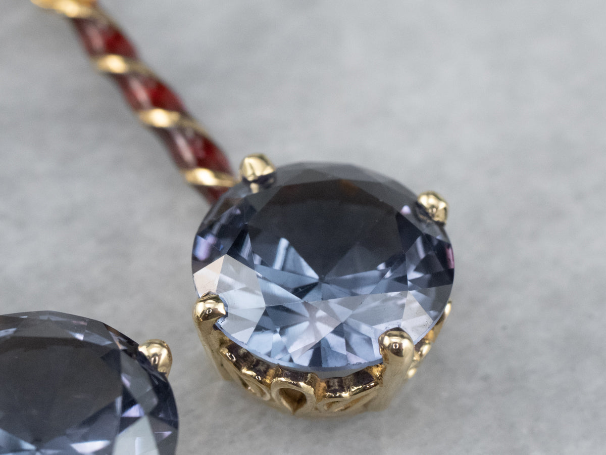 Synthetic Alexandrite Enamel Drop Earrings