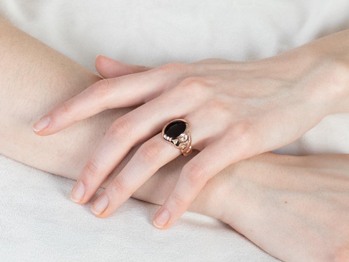 Sardonyx Rose Gold Snake Ring
