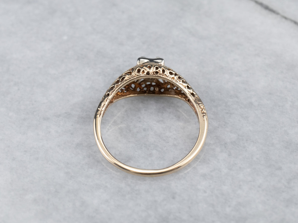 Late Deco Diamond Solitaire Engagement Ring