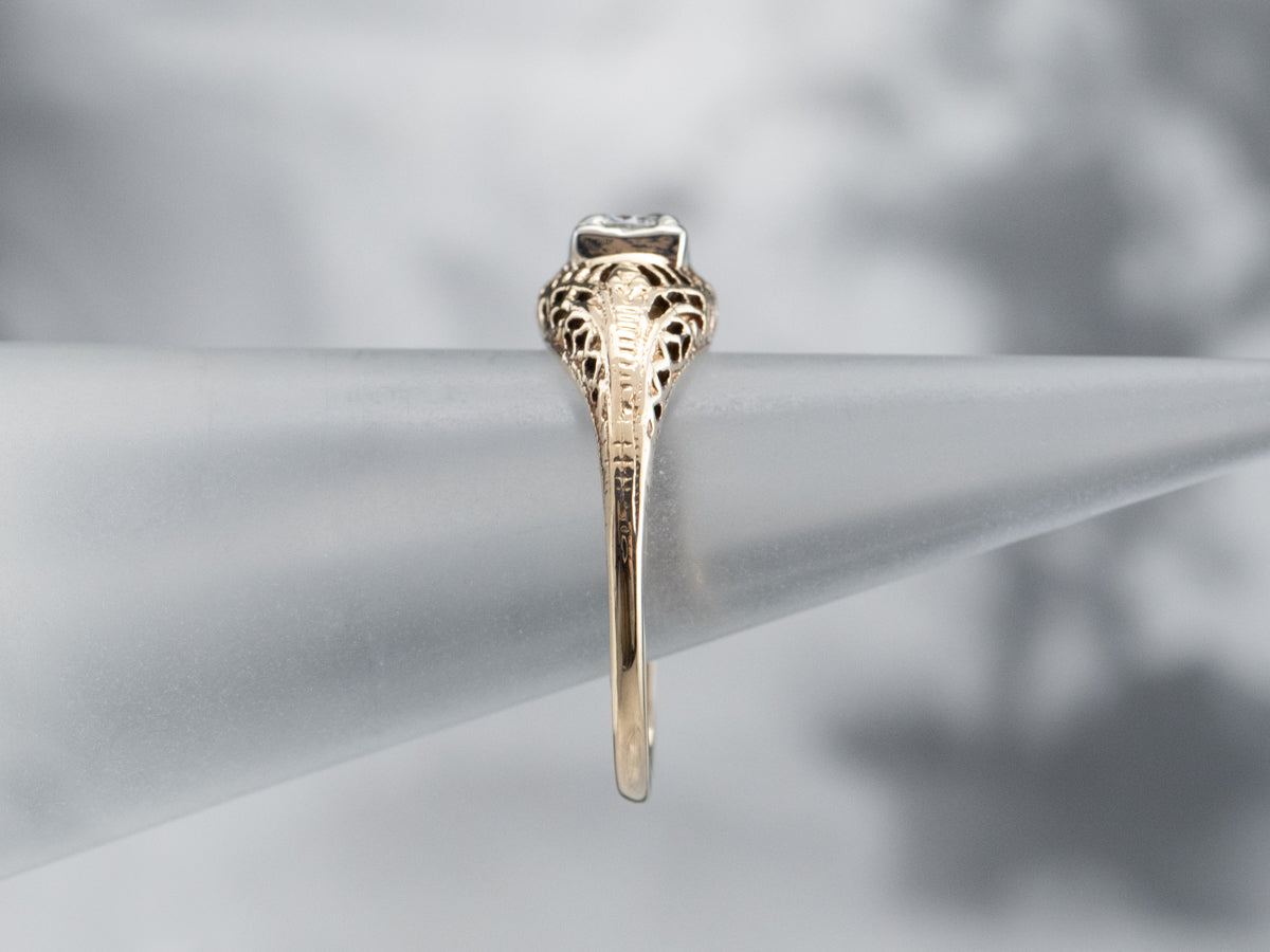 Late Deco Diamond Solitaire Engagement Ring