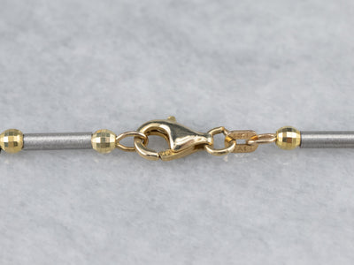 Two Tone Gold Tube Station Necklace
