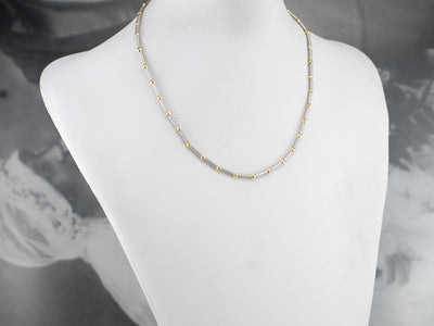 Two Tone Gold Tube Station Necklace