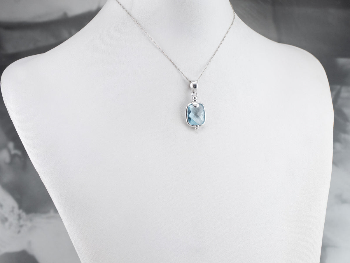 Blue Topaz Solitaire Pendant