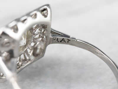 Antique Platinum and Diamond Cocktail Ring
