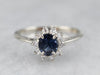 White Gold Sapphire Diamond Halo Ring