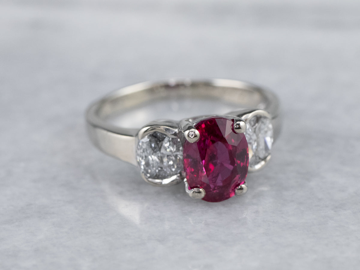 Modern Gold Ruby and Diamond Ring