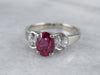 Modern Gold Ruby and Diamond Ring