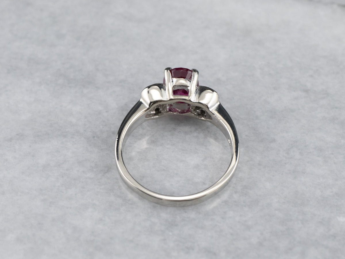 Modern Gold Ruby and Diamond Ring