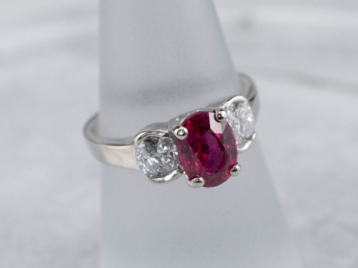 Modern Gold Ruby and Diamond Ring