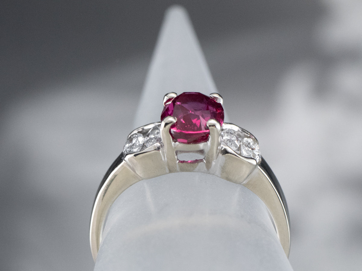 Modern Gold Ruby and Diamond Ring
