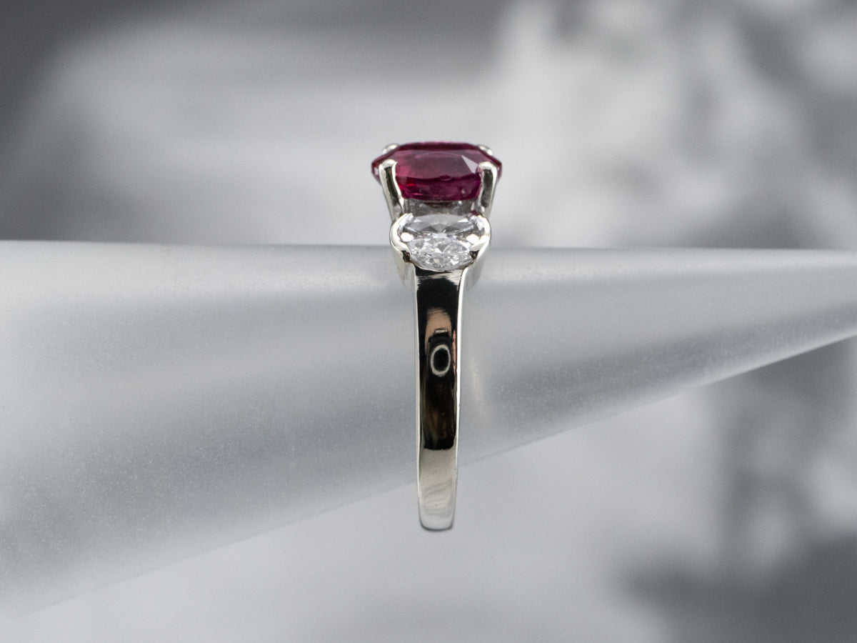 Modern Gold Ruby and Diamond Ring