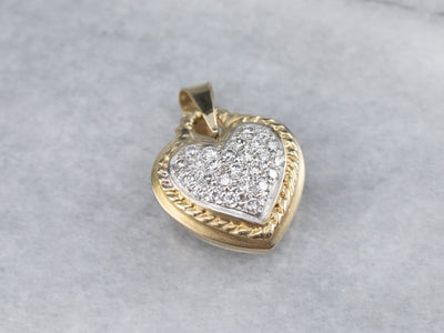 Two Tone Gold Diamond Heart Pendant