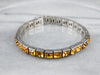 Antique Faceted Yellow Glass Link Bracelet
