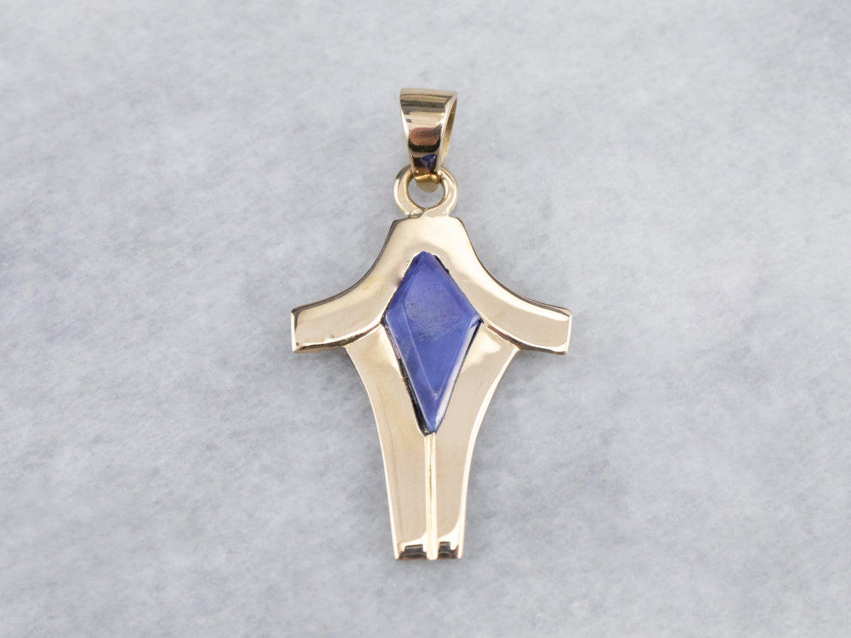 Yellow Gold Lapis Pendant