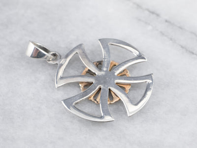 Floral Sterling Silver Gold Cross Pendant