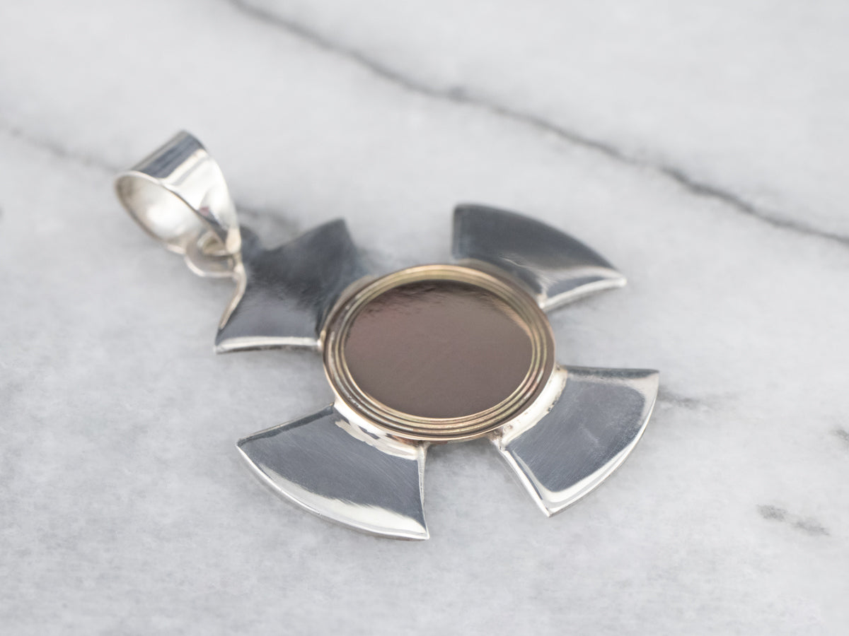 Mixed Metal Maltese Cross Pendant