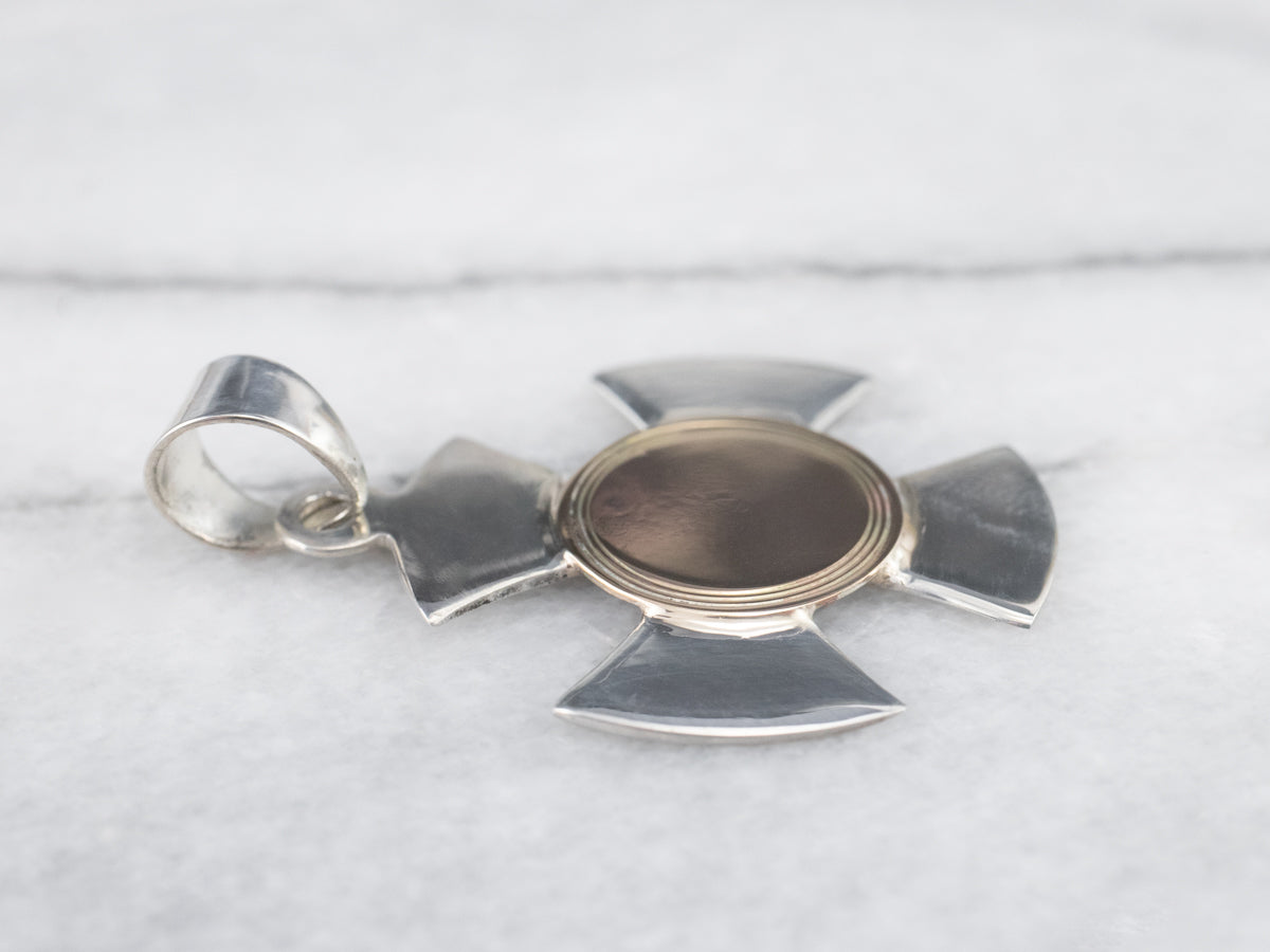Mixed Metal Maltese Cross Pendant