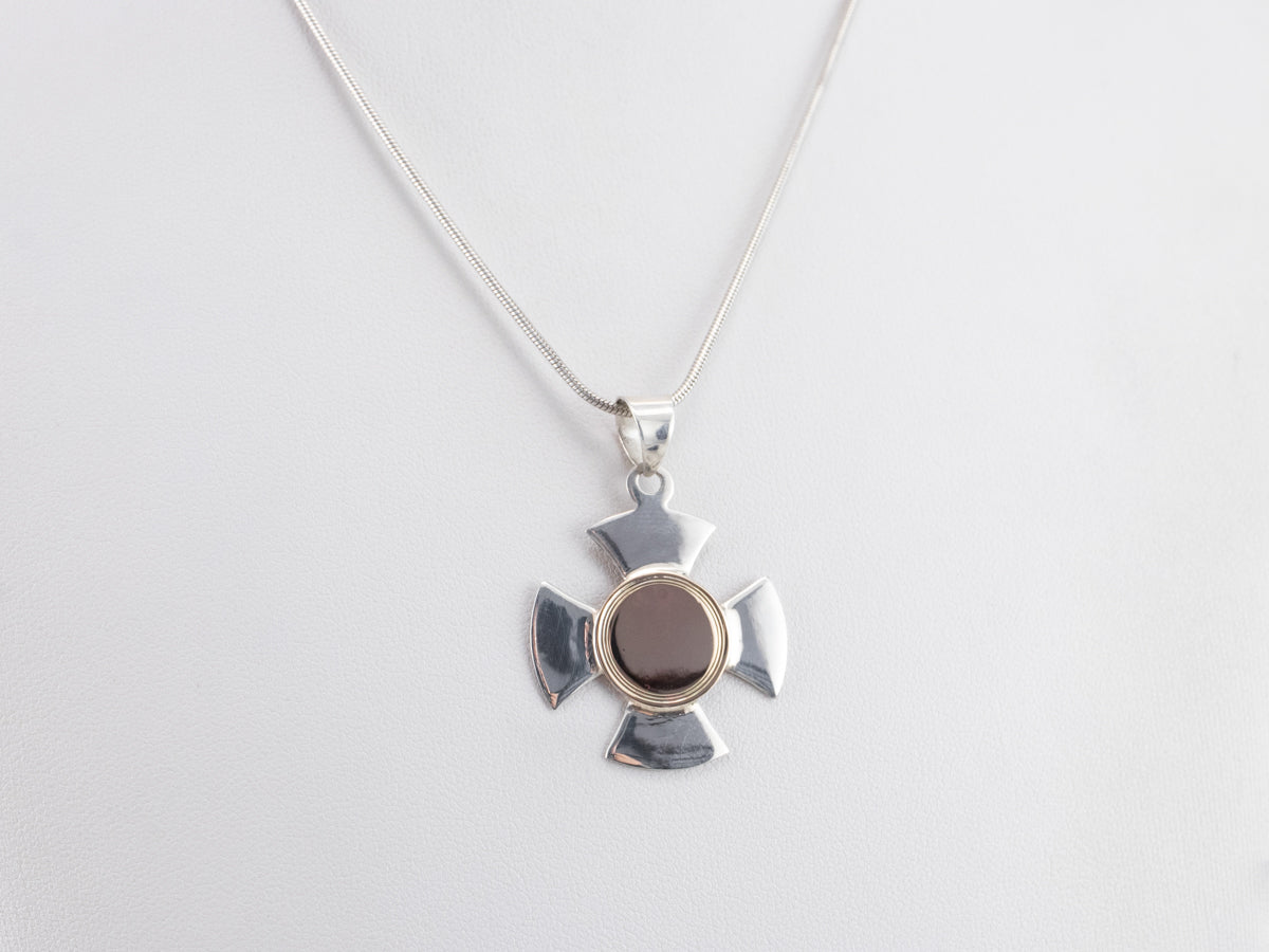 Mixed Metal Maltese Cross Pendant
