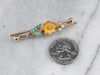 Victorian Diamond Turquoise and Seed Pearl Flower Pin