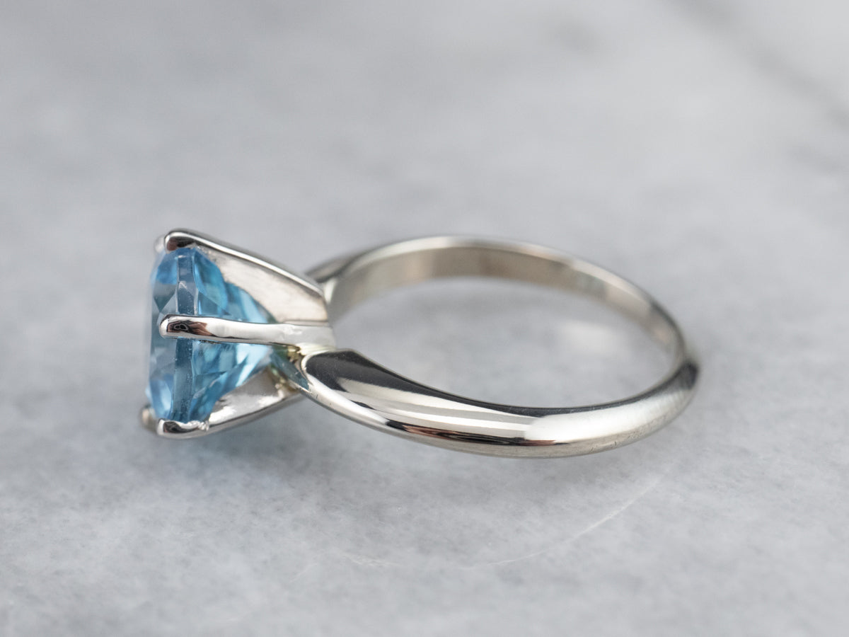 White Gold Blue Topaz Solitaire Ring