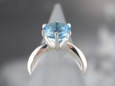 White Gold Blue Topaz Solitaire Ring