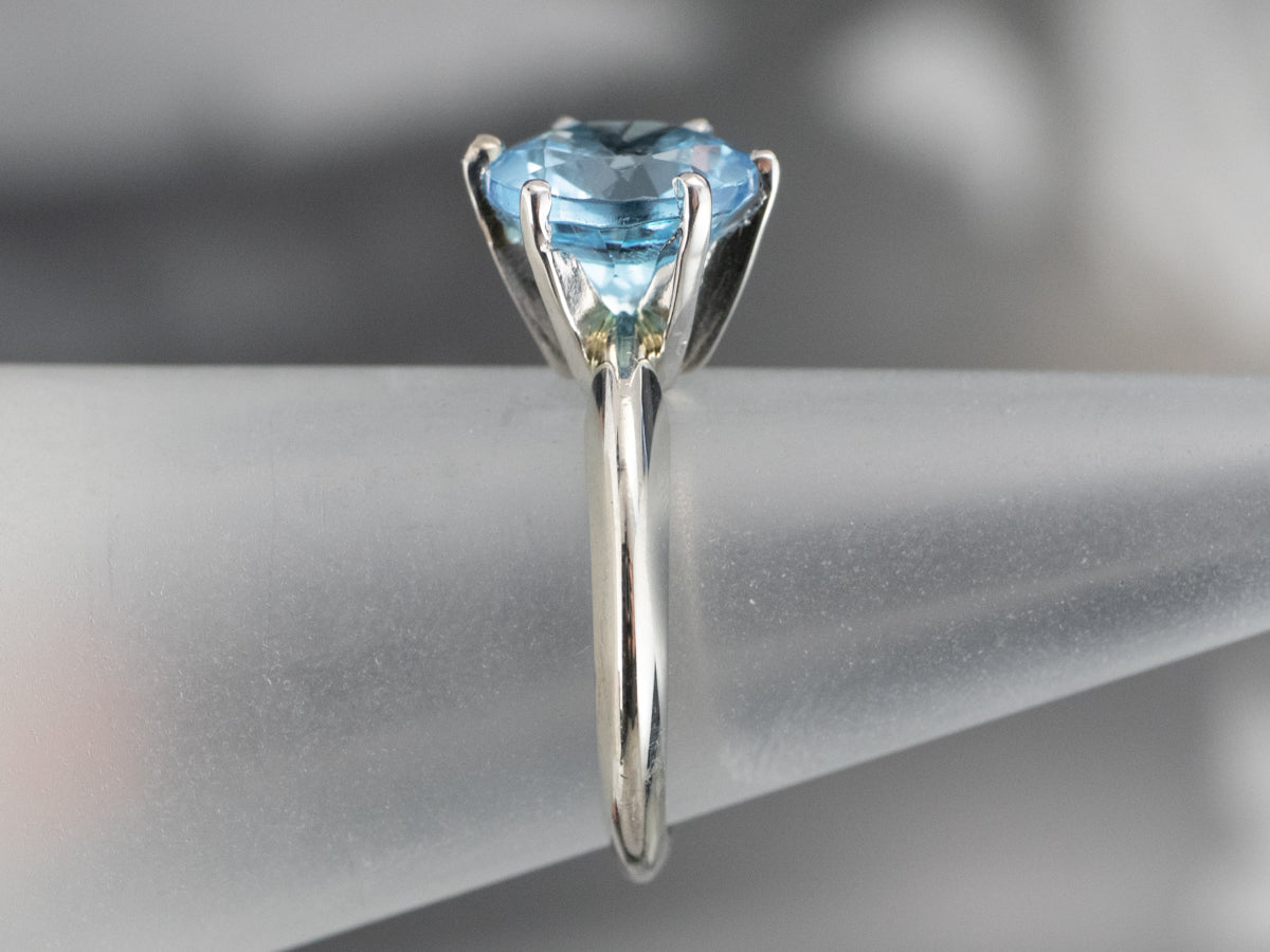 White Gold Blue Topaz Solitaire Ring