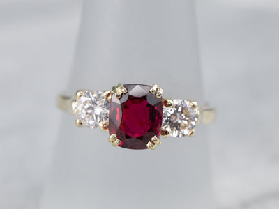 Ruby and Diamond Gold Engagement Ring