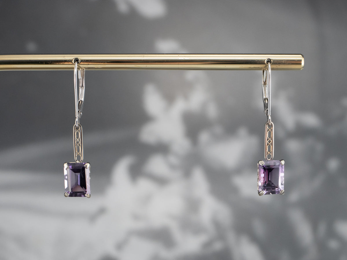 White Gold Amethyst Drop Earrings
