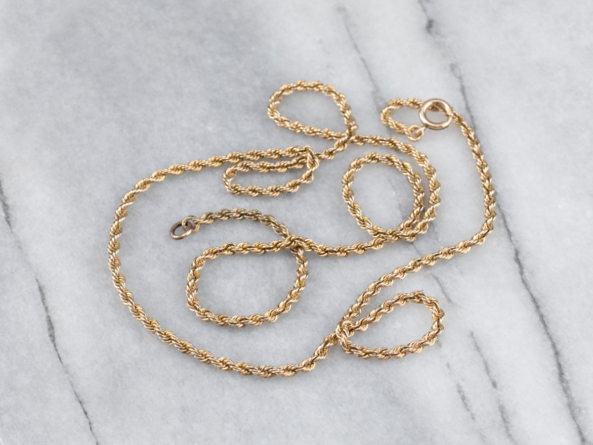 Long Yellow Gold Rope Chain