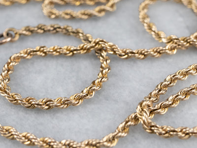 Long Yellow Gold Rope Chain