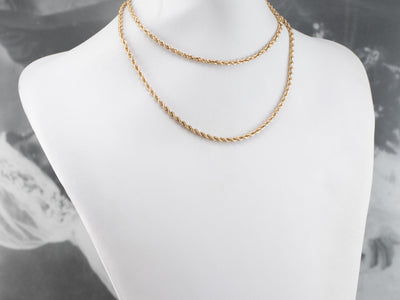 Long Yellow Gold Rope Chain