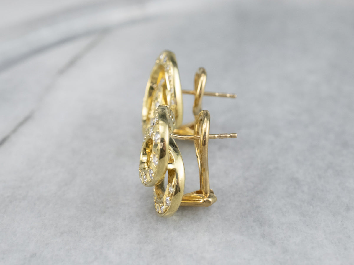 Looping 18K Gold Diamond Stud Earrings