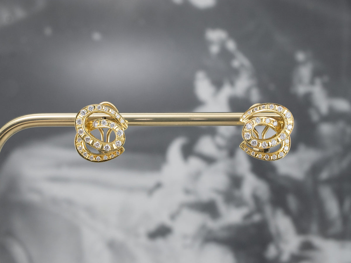Looping 18K Gold Diamond Stud Earrings