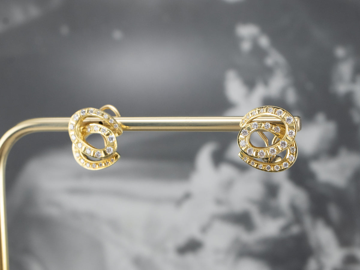 Looping 18K Gold Diamond Stud Earrings