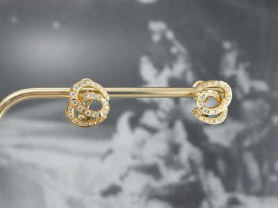 Looping 18K Gold Diamond Stud Earrings