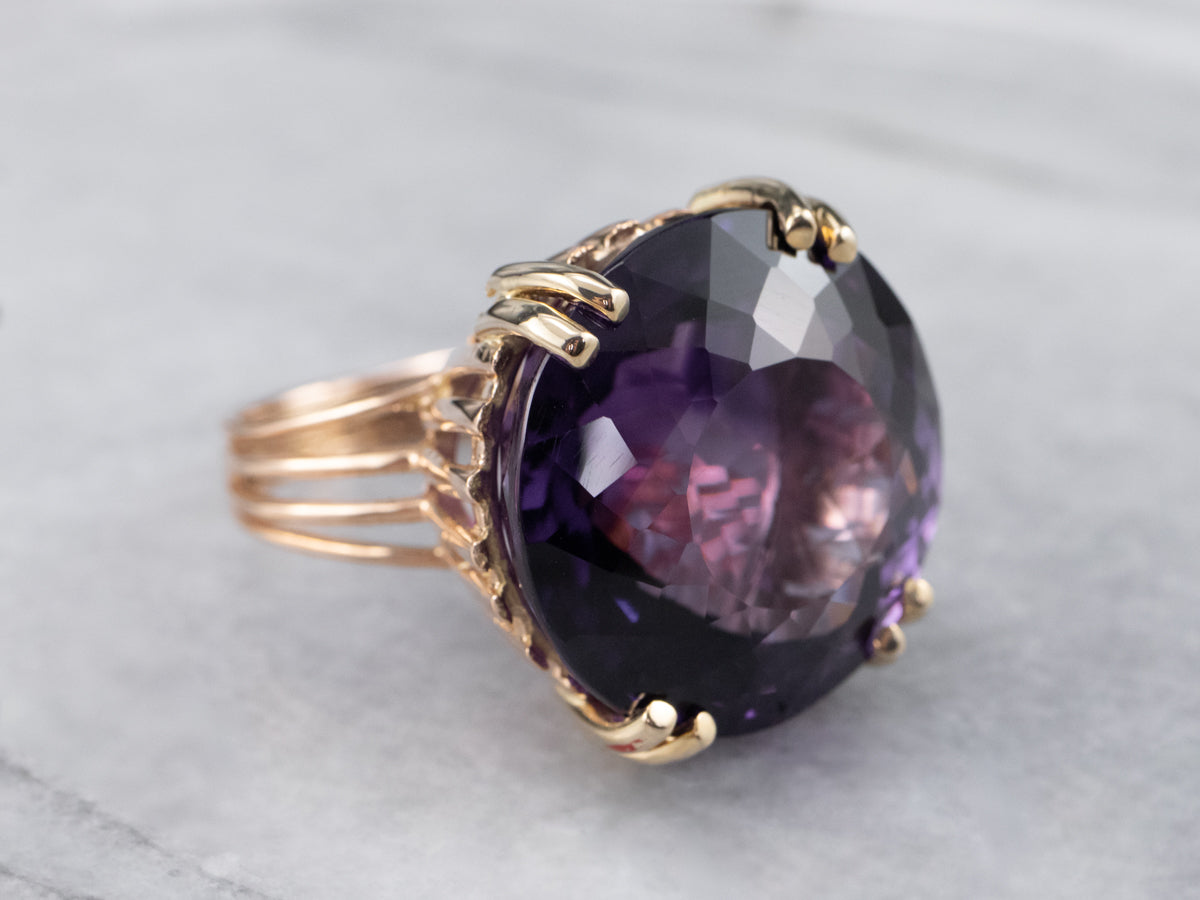 Gold Amethyst Statement Ring