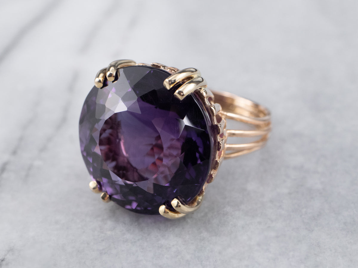 Gold Amethyst Statement Ring