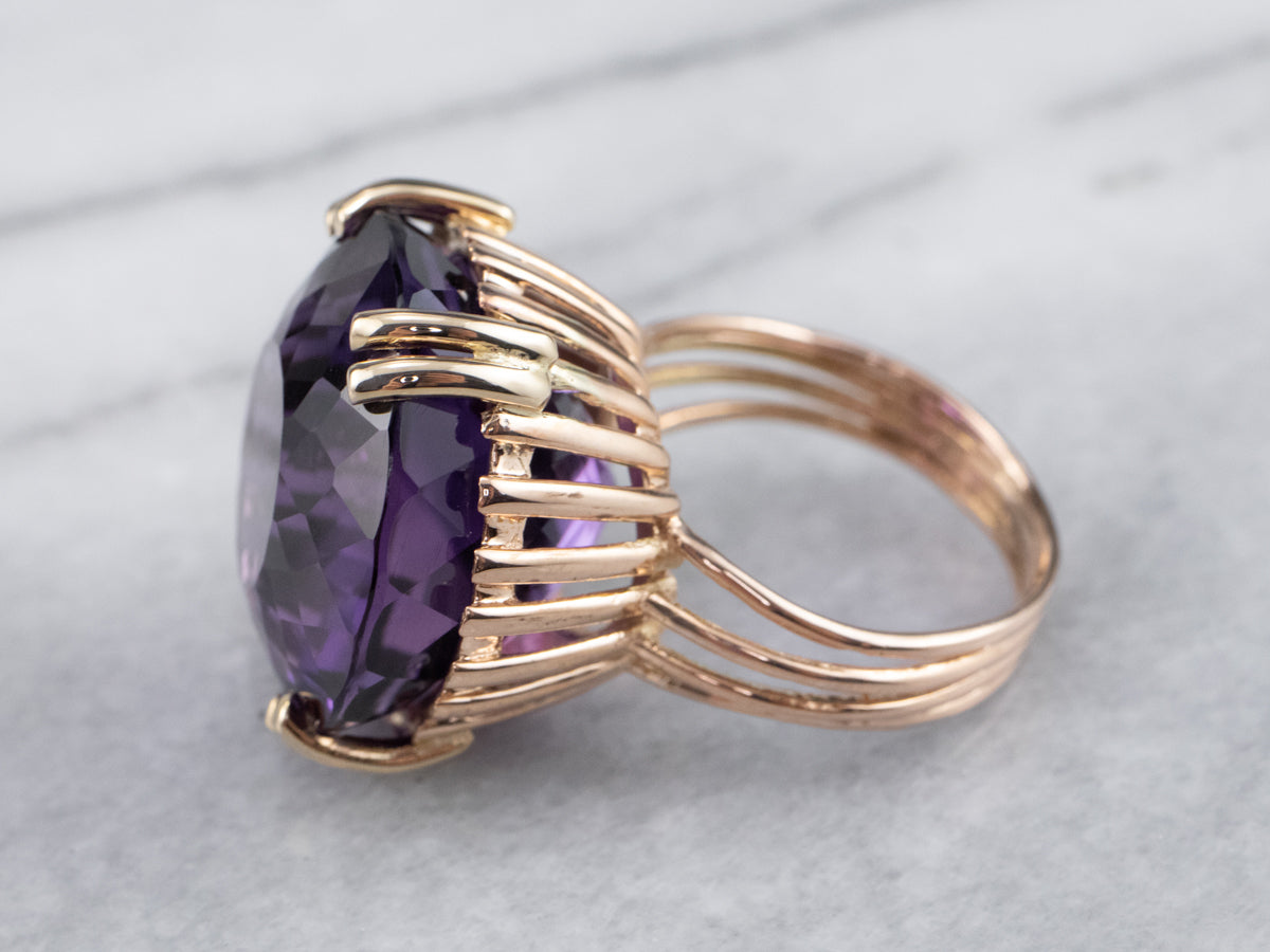 Gold Amethyst Statement Ring