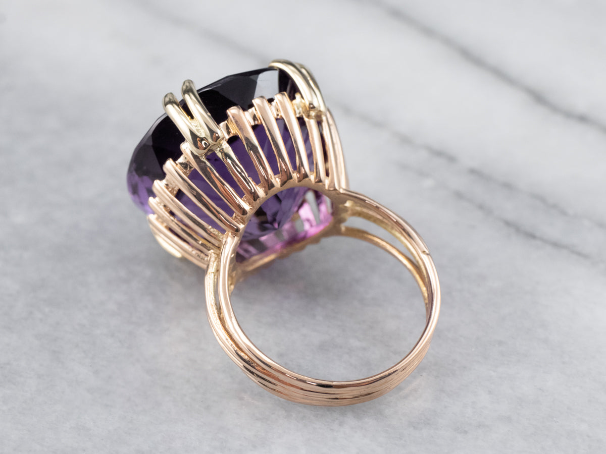 Gold Amethyst Statement Ring